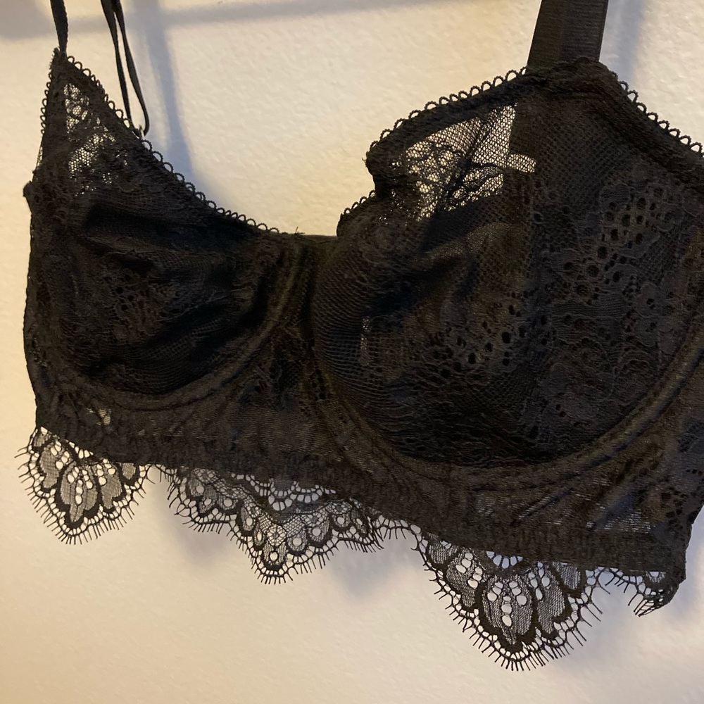 Victoria’s Secret Longline Black Lace Bra - 36C